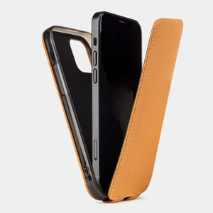 Чехол для iPhone 12 Mini из натуральной кожи теленка оранжевого цвета