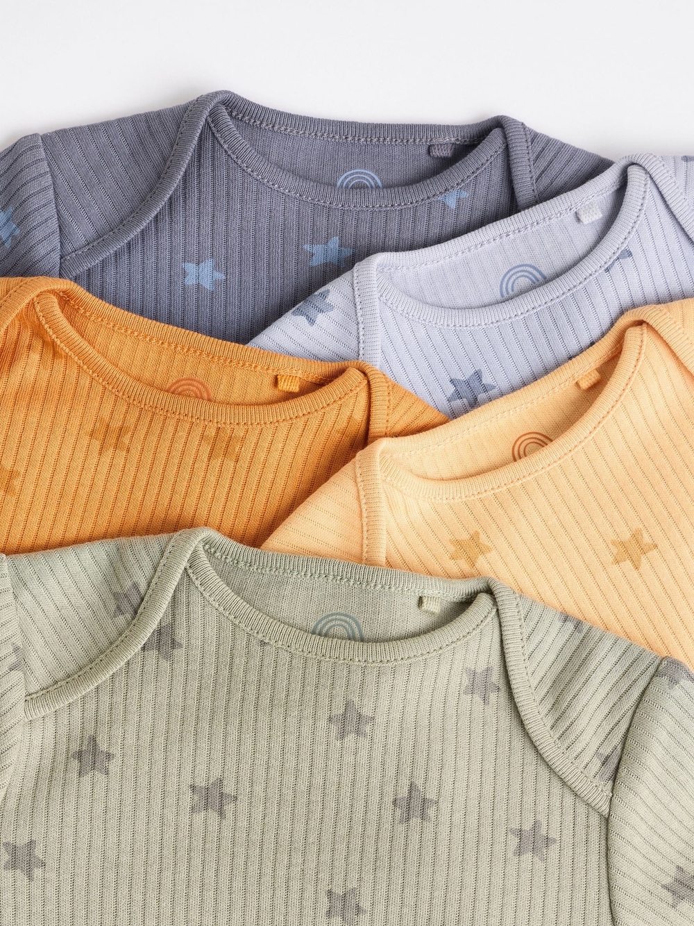 Боди с длинным рукавом для малышей Next B46-232, 5 шт., Зеленый, Желтый, Синий