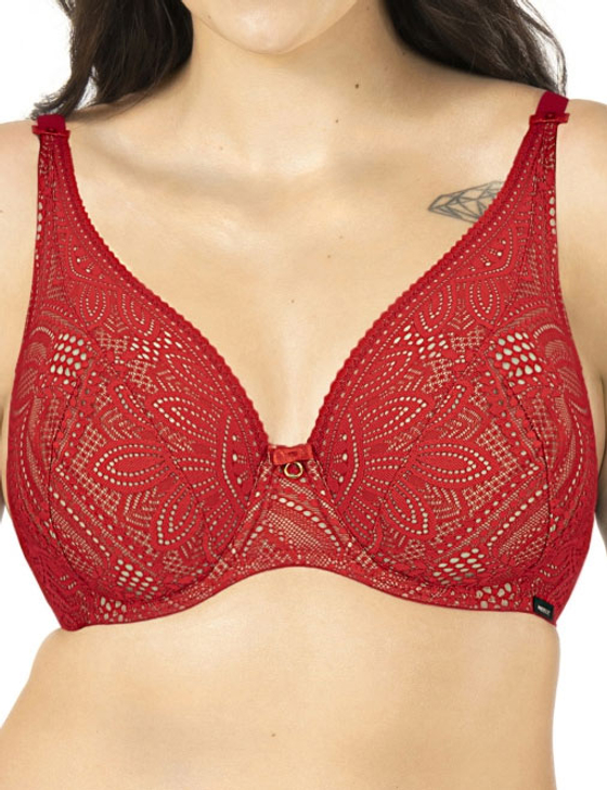 Кружевной бюстгальтер на косточках Mefemi DESIRE M bralette красный