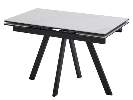 Стол НЕО-2 115 MATTE БЕЛЫЙ МРАМОР, керамика / Черный каркас, М-City