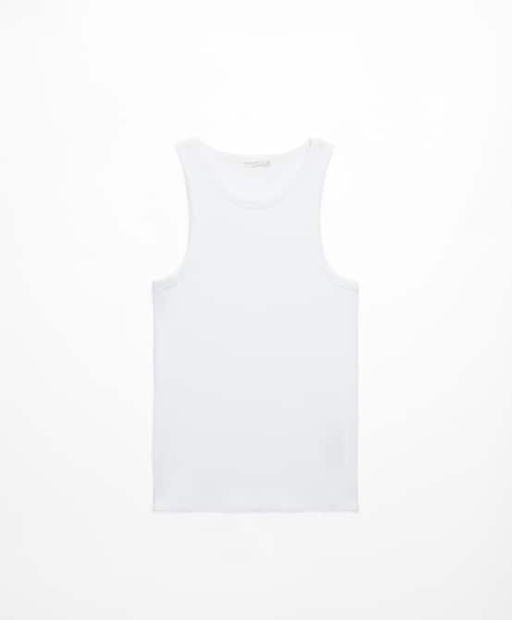 Oysho Топ на бретелях в рубчик, экрю