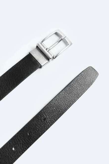 ZARA ДВУСТОРОННИЙ КОЖАНЫЙ РЕМЕНЬ С ПРЯЖКОЙ, ЧЕРНЫЙ
