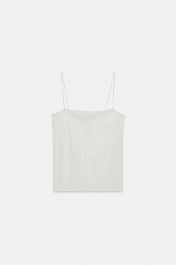 ZARA КРУЖЕВНОЙ ТОП, ЖЕЛТОВАТО-БЕЛЫЙ
