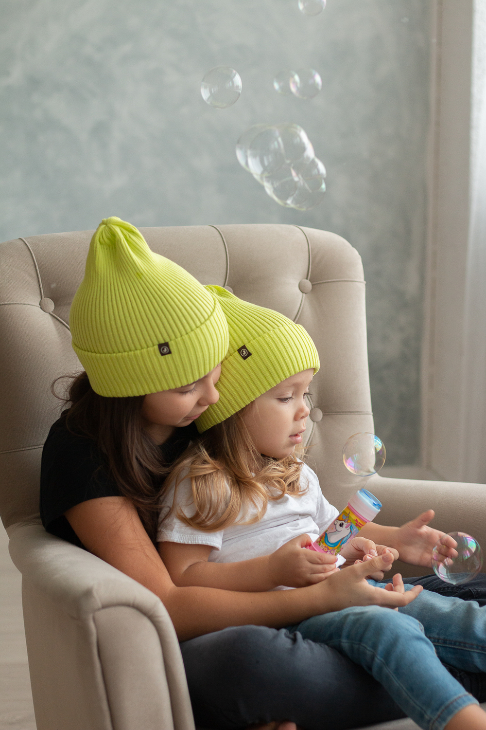 Шапка вязаная-резинка хлопковая КЭП(Сочный Лайм)