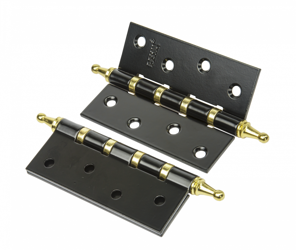 [ТОВАРА НЕТ В НАЛИЧИИ] Петля врезная с колпачком Ренц RENZ 100- 4BB CH B/PB, цвет черный/латунь блестящая (гарантия - 12 месяцев)