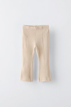 ZARA ЛЕГИНСЫ FLARE ИЗ ТКАНИ ОТТОМАН, ЭКРЮ