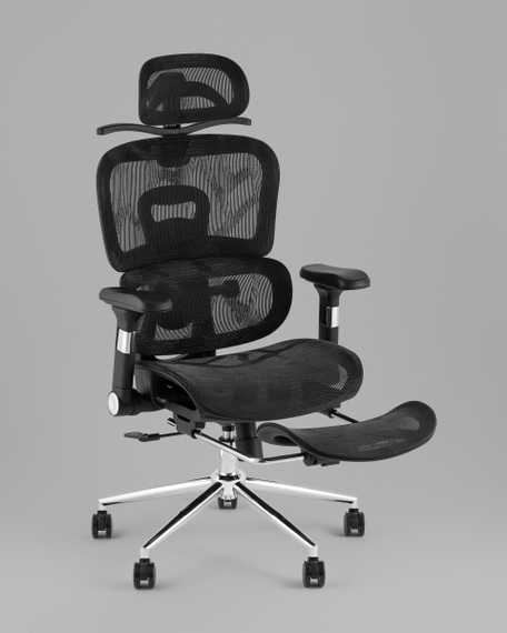 Кресло офисное TopChairs Stich с оттоманкой, черный