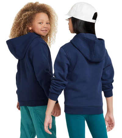 Кофта для девочки теннисная  Nike Club Fleece Full-Zip Hoodie - midnight navy/white