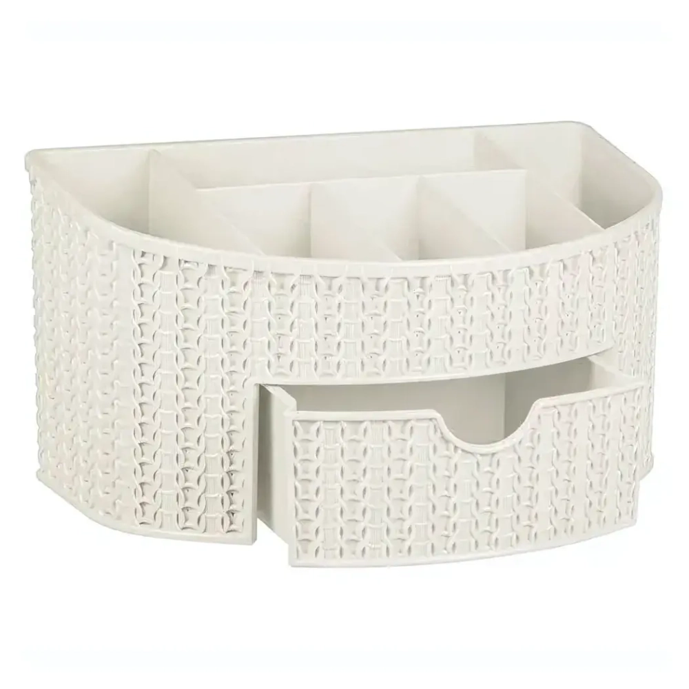 Органайзер ВЯЗАНИЕ с ящиком белый ротанг