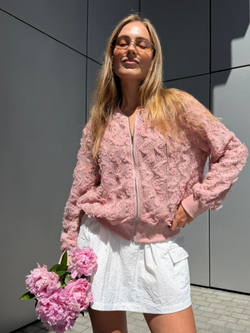 Кружевной бомбер Boho розовый