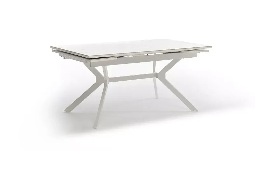 "Меркурий" стол интерьерный раздвижной обеденный из керамики, цвет белый глянцевый
