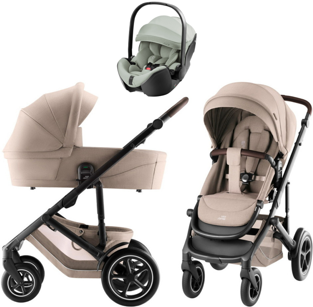 Коляска 3 в 1 Britax Roemer Smile 5Z Style и автокресло Baby-Safe Pro Style Sage green Teak