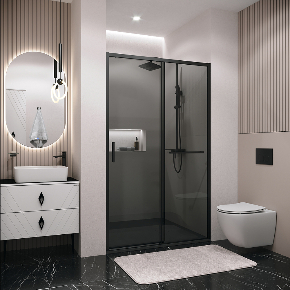 Душевая дверь Grossman Style 110 100.K33.05.110.21.10 профиль Черный матовый стекло тонированное