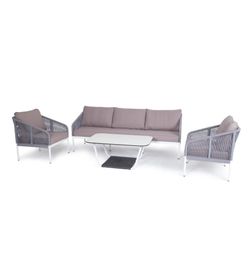 "Канны" лаунж-зона 5-местная плетеная из роупа (веревки), цвет серый