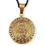 Святая Ангелина именная нательная икона из бронзы