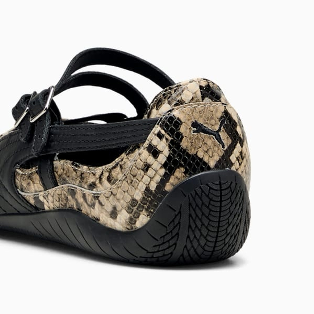 PUMA Женские кроссовки-балетки Speedcat со змеиным принтом, бежевый/черный