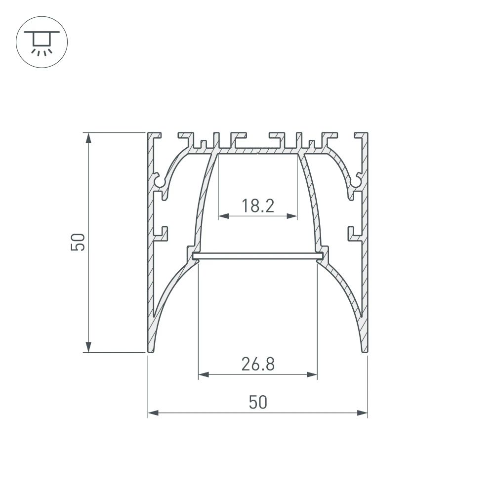 Профиль ARH-LINE-5050-COMFORT-2000 ANOD (Arlight, Алюминий) 036353