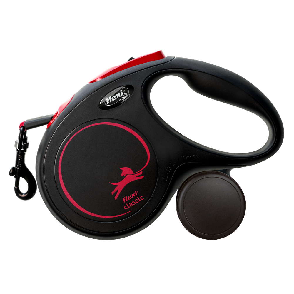 FLEXI рулетка NEW CLASSIC M ремень 5 м до 25 кг, черно - красный