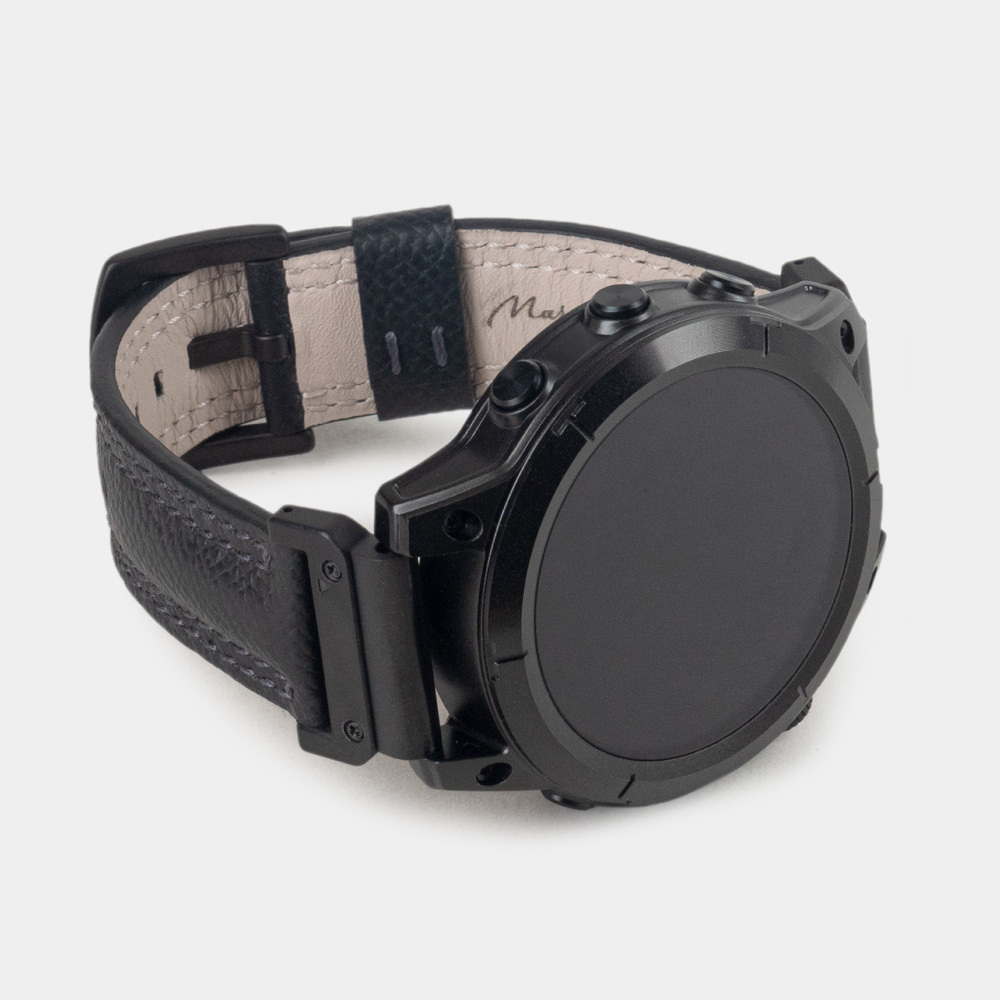 Ремешок для часов Garmin 47 mm с креплением из кожи теленка, черного цвета
