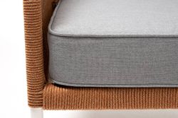 "Канны" кресло плетеное из роупа, каркас алюминий светло-серый (RAL7035) муар, роуп оранжевый меланж круглый, ткань светло-серая