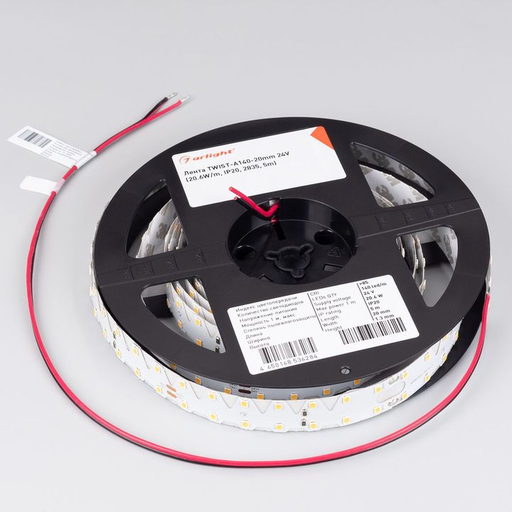 Светодиодная лента Arlight 20,6W/m 140Led/m 2835SMD холодный белый 5M TWIST-A140-20mm 24V White6000 033871(1)