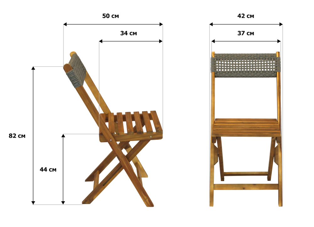 Набор мебели садовый Бали (мини) из акации (стол + 2 стула)