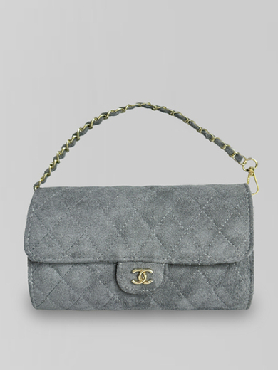 Сумка-клатч 25003 замшевая с золотой фурнитурой