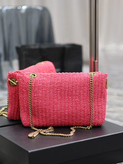 Saint Laurent Kate Medium Supple Chain Bag in Raffia 28 cm