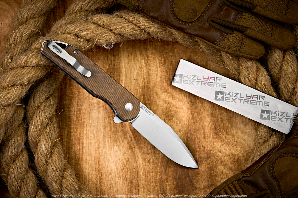 Складной нож Kizer Assassin XL сталь 154CM Satin рукоять Микарта