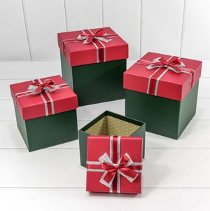 Коробки Куб Набор 4 шт. Зелёно/Красный