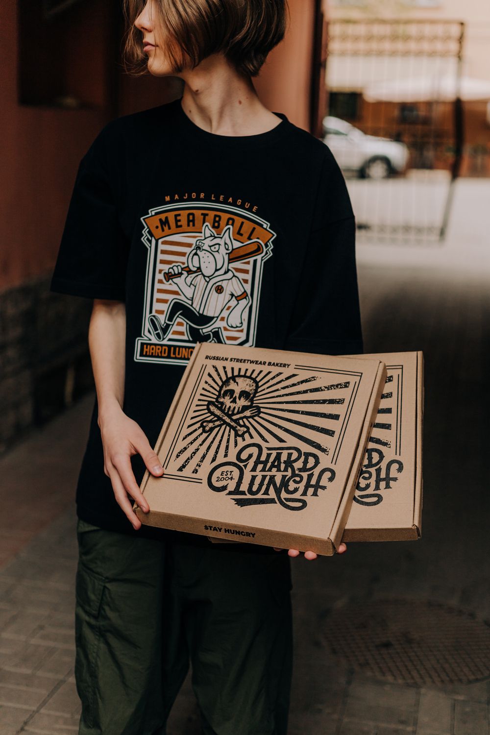 Футболка Hardlunch оверсайз Meatball черная