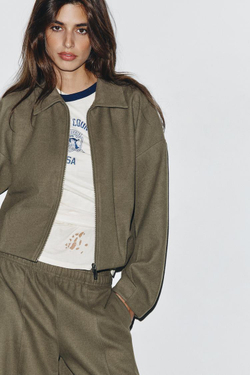 ZARA МЯГКИЙ БОМБЕР НА МОЛНИИ, ХАКИ