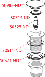 Водослив для умывальника Alcaplast A390 click/clack 5/4", цельнометаллический с большой заглушкой