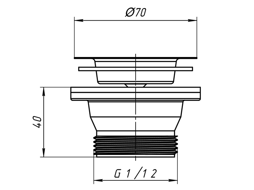 Выпуск 1 1/2" с нерж. сеткой М100 АНИ пласт