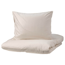 IKEA NATTJASMIN  (ИКЕА НАТТЙАСМИН)  -  Пододеяльник и 2 наволочки, светло-бежевый, 200x200/50x60 см