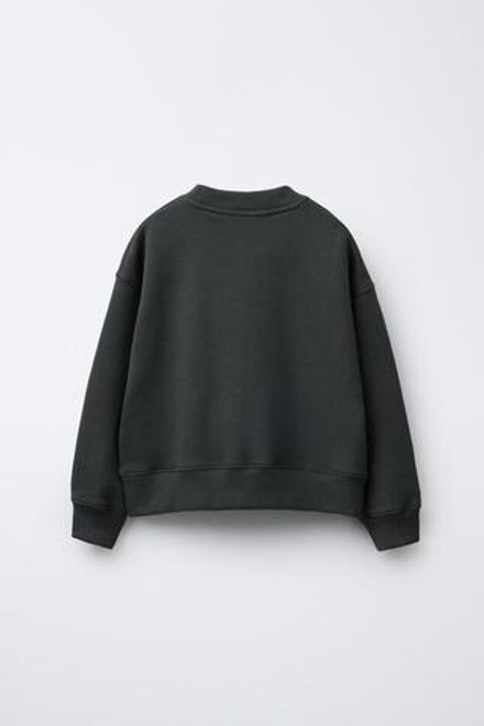 ZARA ТОЛСТОВКА С БАНТАМИ ИЗ ВЕЛЬВЕТА, АНТРАЦИТОВО-СЕРЫЙ