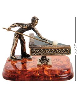 Народные промыслы AM- 795 Фигурка «Бильярд» (латунь, янтарь)