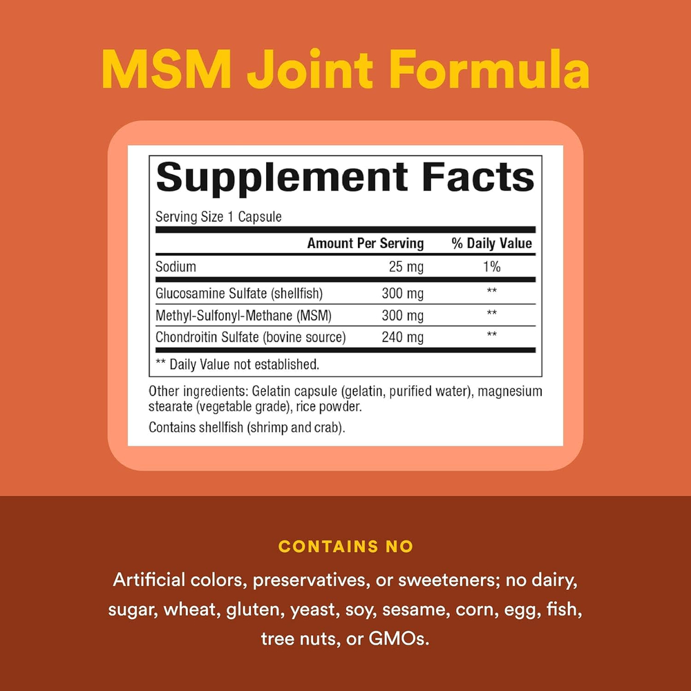 Natural Factors, Формула для суставов с МСМ, глюкозамином и хондроитинсульфатом, 180 капсул