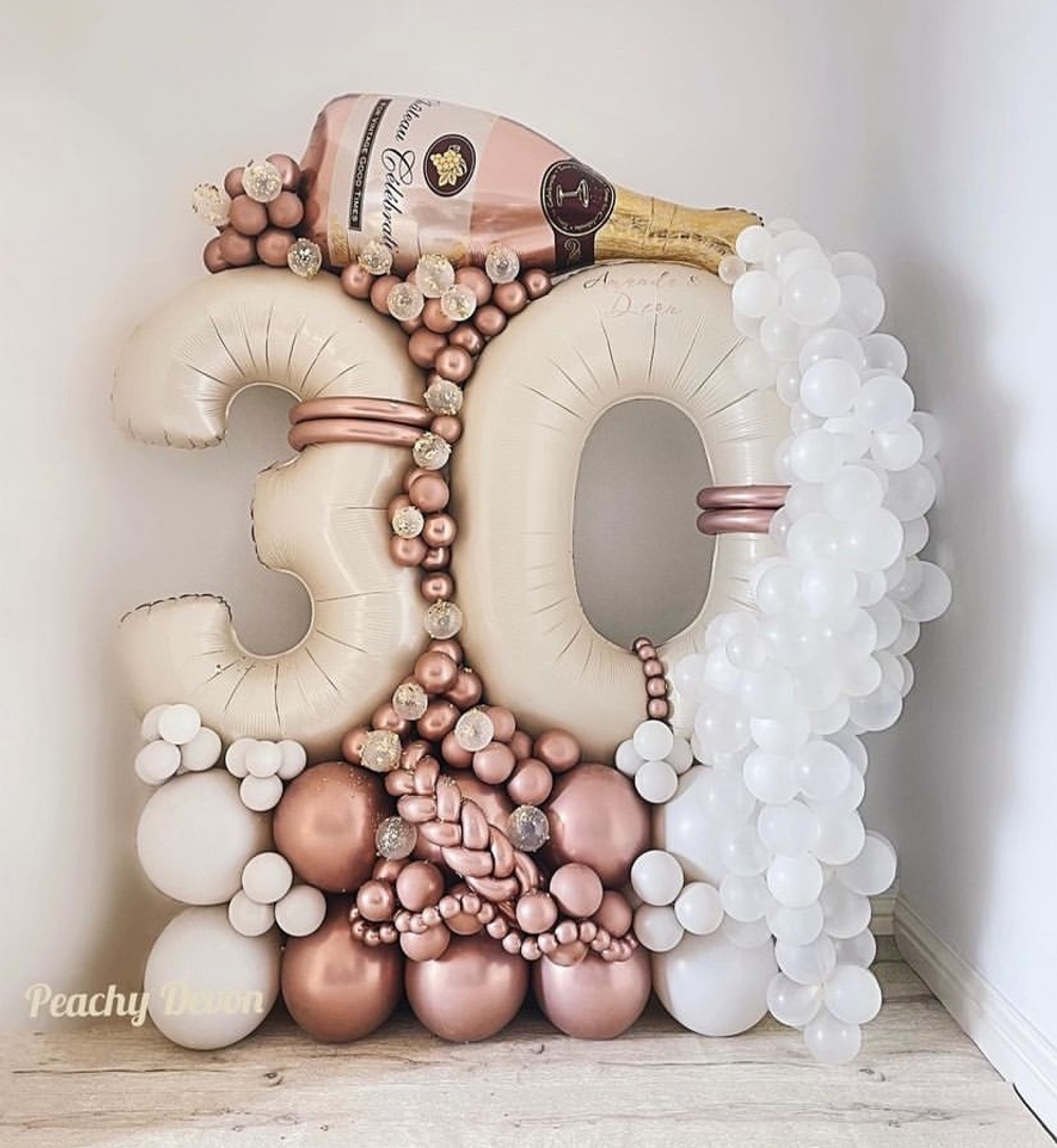 Бутылка шампанского на стойке с шарами