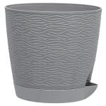 Кашпо для цветов пластиковое 1,5л d-14 см «Блюз» с поддоном Серый жемчуг