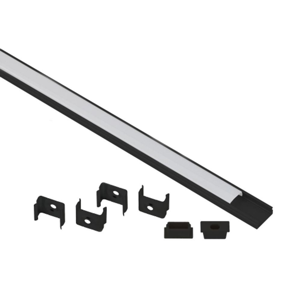 Комплект с накладным анодированным профилем ЭРА 1506B 15х6мм, 2м, черный САВ262