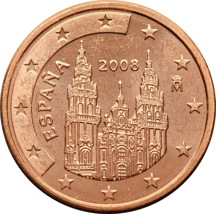 1 евроцент 2008 Испания (1 euro cent)