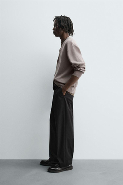 ZARA КАРДИГАН ИЗ РЕЛЬЕФНОГО ХЛОПКА, СЕРО-КОРИЧНЕВЫЙ