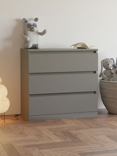 Dipriz Комод 3 ящика Марм, 70х35х67 см, в скандинавском стиле, серый