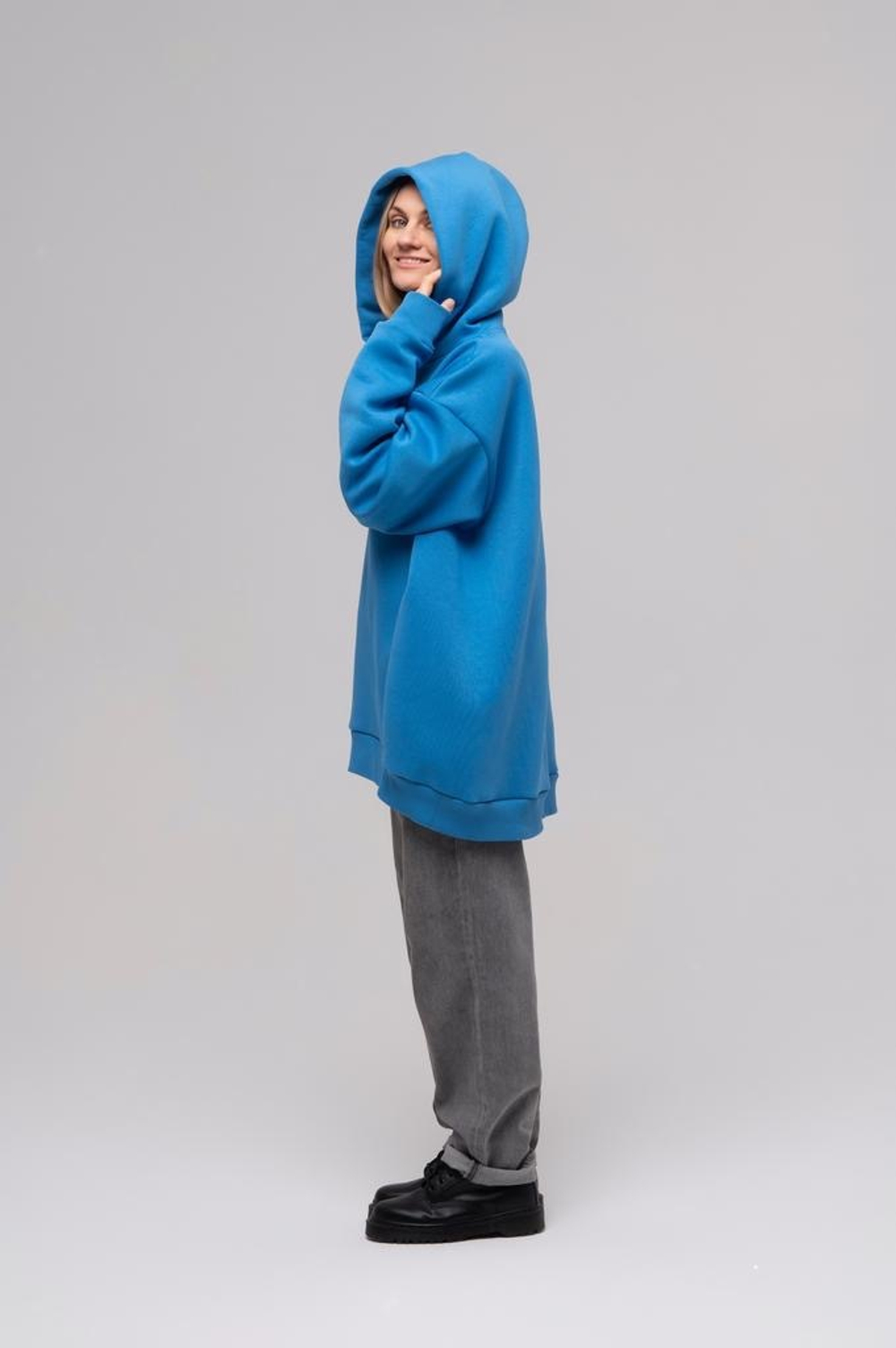 Свитшот oversize с капюшоном, Синий