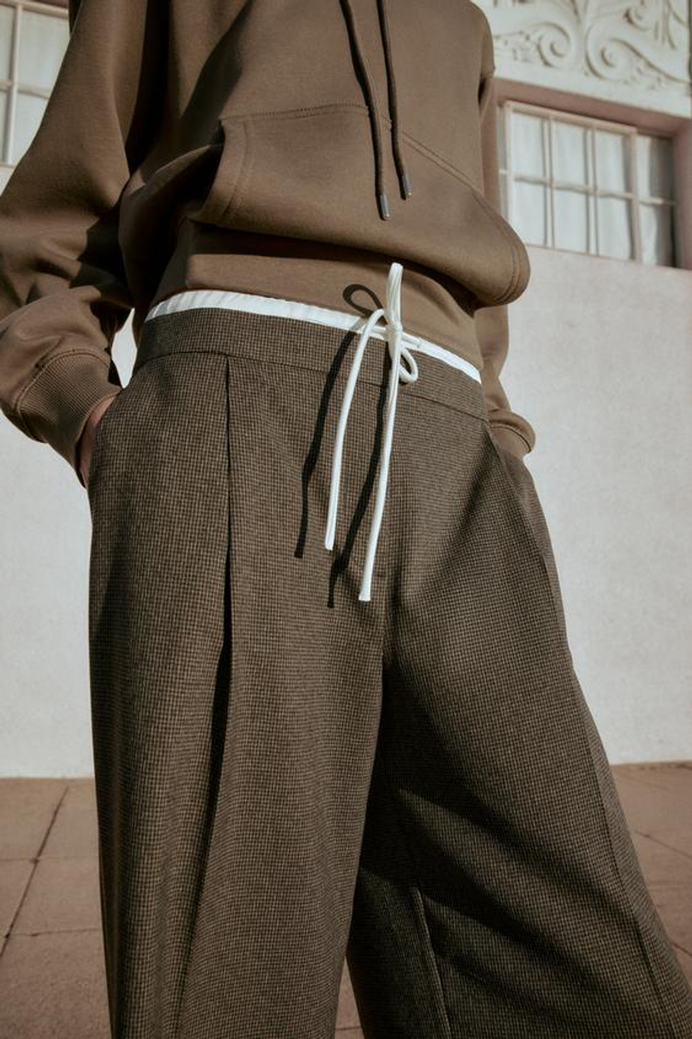 ZARA БРЮКИ С ШИРОКИМ ДВОЙНЫМ ПОЯСОМ, МОККО