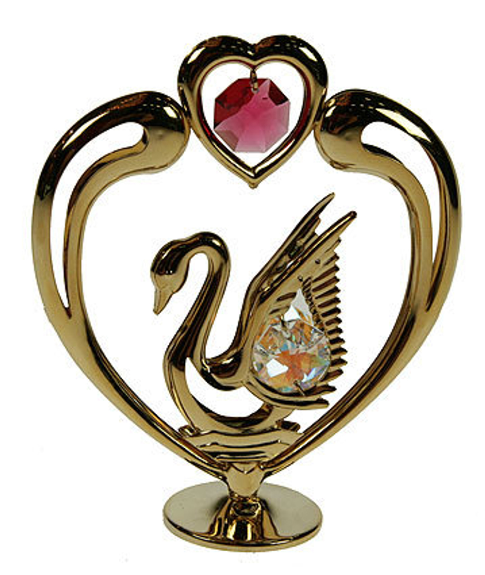 Фигурка декоративная Crystocraft Лебедь с сердцем с кристаллами Swarovski, 3х8х10 см