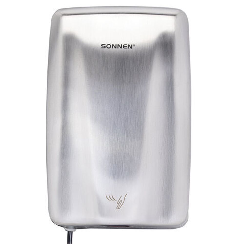 Сушилка для рук ВЫСОКОСКОРОСТНАЯ АНТИВАНДАЛЬНАЯ SONNEN K2020, 1000 Вт, 100 м/с, IPX3, 72 дБ, нержавеющая сталь, 607193