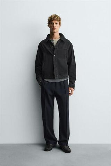 ZARA БРЮКИ ИЗ СТРУЯЩЕЙСЯ ТКАНИ С МОЛНИЯМИ, МОРСКОЙ СИНИЙ