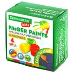 Краски пальчиковые сенсорные для малышей от 1 года, 4 цвета по 40 мл, BRAUBERG "KIDS", 192280